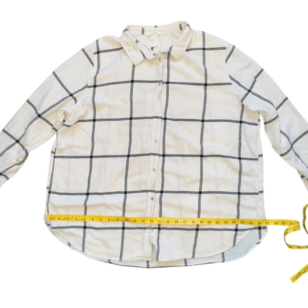 Off White Plaid Button Down - image 8